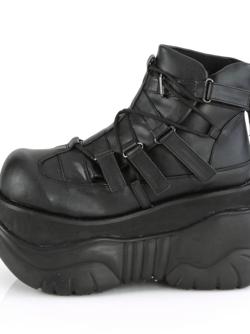 Demonia Boxer-13 Black Vegan Leather 4” Platform Boots Size 10 NIB